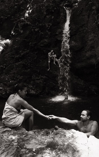 People at waterfall